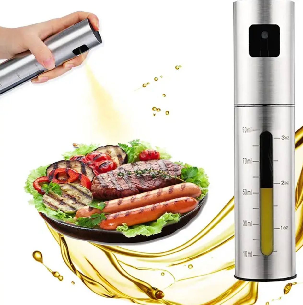 BBQ Baking Olive Oil Spray Bottle 304 Stainless Steel Oil Spray Bottle Vinegar Spray Bottles BQ Sprayer Seasoning Bottle Kitche