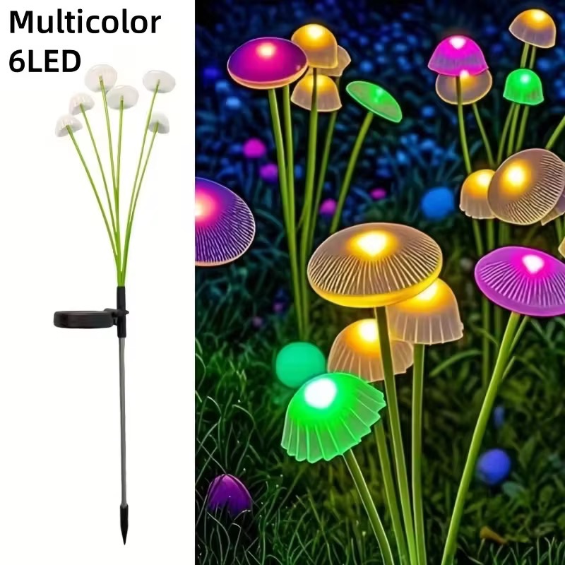 Solar 6LEDS Jellyfish Lights Mushroom Lights Solar Ground Plug Atmosphere Lights Garden Decoration Lights Lawn Lights