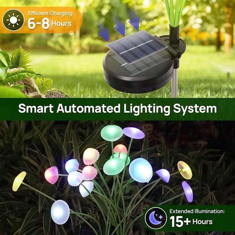 Solar 6LEDS Jellyfish Lights Mushroom Lights Solar Ground Plug Atmosphere Lights Garden Decoration Lights Lawn Lights