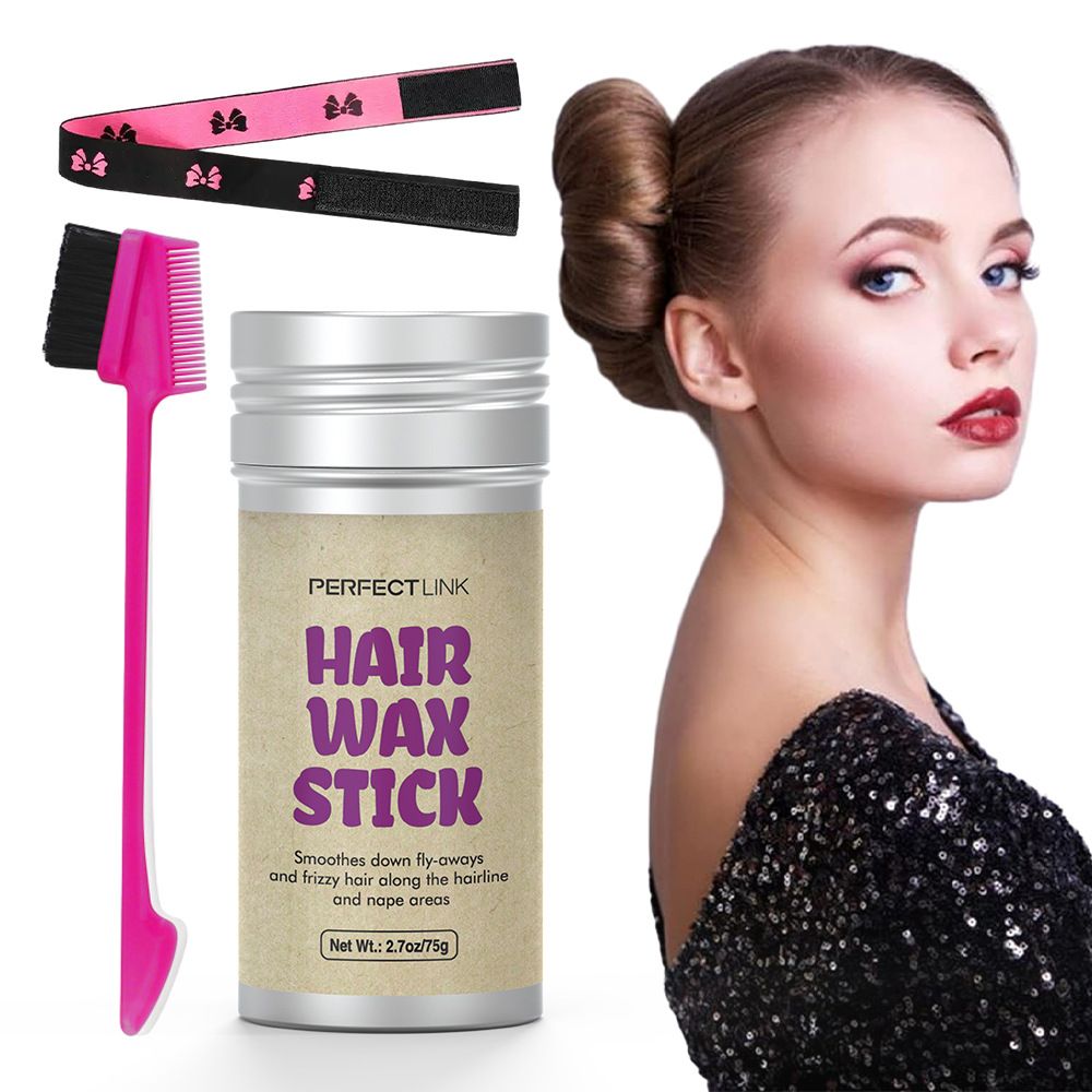 ﻿4Pcs/set 100g  Peach Wax 75g Wax Stick Headband Brush Combination OEM Brand Hair Wax Stick Hair Wax Strip Hair Styling Hair Wax Long-lasting Hold Styling Combination ﻿