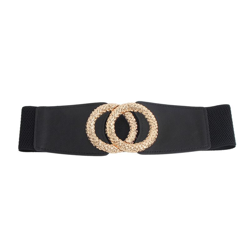 Fashion Black Women's  Belt  Elastic Waist Cover Belt Wide Belt Female Wide Waistban With Versatile Elastic Decoration Expands To size