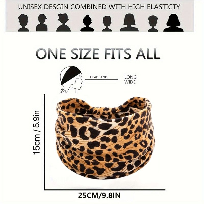 Fashion Accessories Headwraps Spicy Girl Style Leopard Print Sports Headwraps Knotted Wide Edge Elastic Headband Sweat Absorbing Headwrap