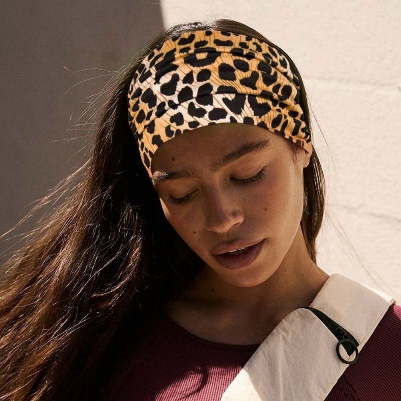 Fashion Accessories Headwraps Spicy Girl Style Leopard Print Sports Headwraps Knotted Wide Edge Elastic Headband Sweat Absorbing Headwrap