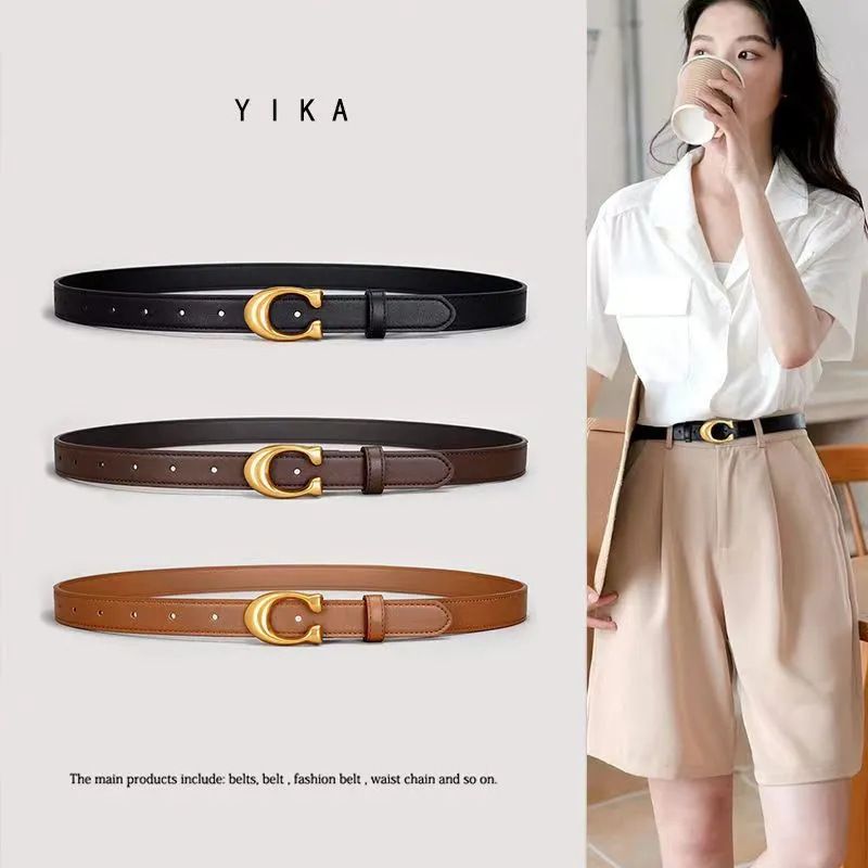 Fashion Ladies' Belts  Decorative Belt Soft Leather Black Waistband Minimalist Design Belt Female Women Accessories Belt Waist