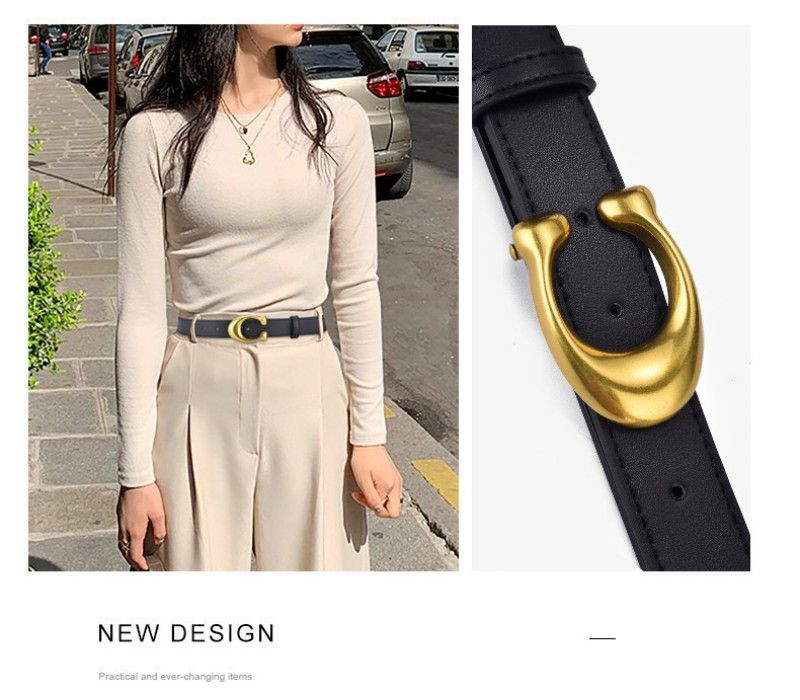 Fashion Ladies' Belts  Decorative Belt Soft Leather Black Waistband Minimalist Design Belt Female Women Accessories Belt Waist