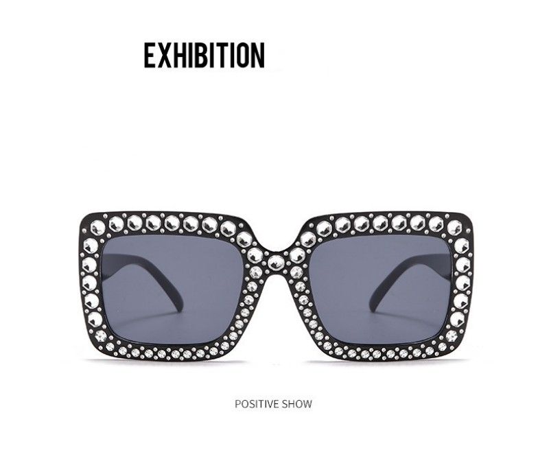 Fashion Large-framed Diamond-encrusted Sunglass Women Personalized Decoration Anti-ultraviolet UV400 Glasses Eyewear Lady