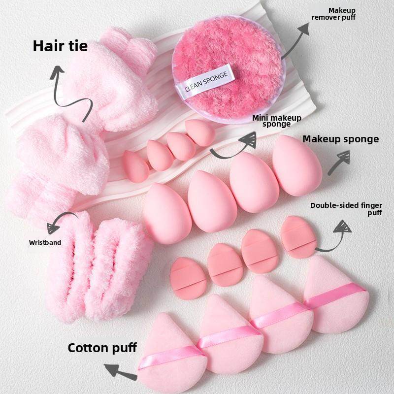 33 Pcs Beauty Makeup Tool Set Beauty Makeup Egg Soft Sponge Puff  Head Scarf Face washing Set