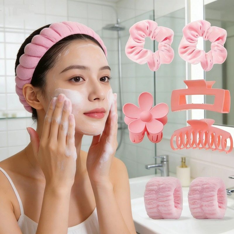 9-Piece Set  Face Wash Headbands Cross-Border Best-Selling Hair Bands Wrist Bands Hair Clips Hair Accessories  Headwear Toiletry Set Gift Box Set