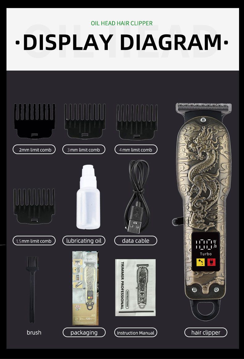 Household Electric Hair Clipper  Professional Hair Trimmer  Men's Electric Hair Cutting Tool Salon Carving Electric Clipper  Hair Care  Hair Cutting Tools