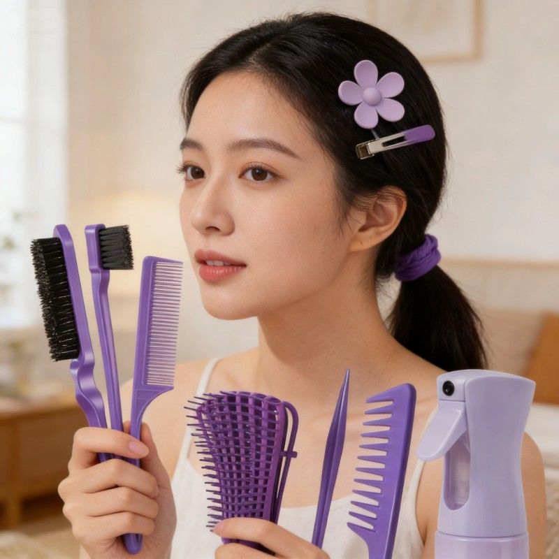 11PCS Hair Care Set  Shampoo Brush Continuous Spray Bottle  Teasing Comb Tail Comb Hollow Comb Styling Smoothing Comb 
Hair Tools Hair Styling Tools