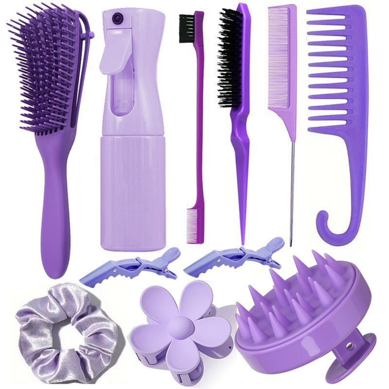 11PCS Hair Care Set  Shampoo Brush Continuous Spray Bottle  Teasing Comb Tail Comb Hollow Comb Styling Smoothing Comb 
Hair Tools Hair Styling Tools