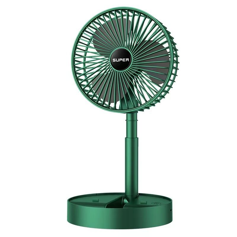 Electric Wind Summer Small Gift Folding Small Fan Desktop Office Telescopic Electric Fan USB Portable Fan Green