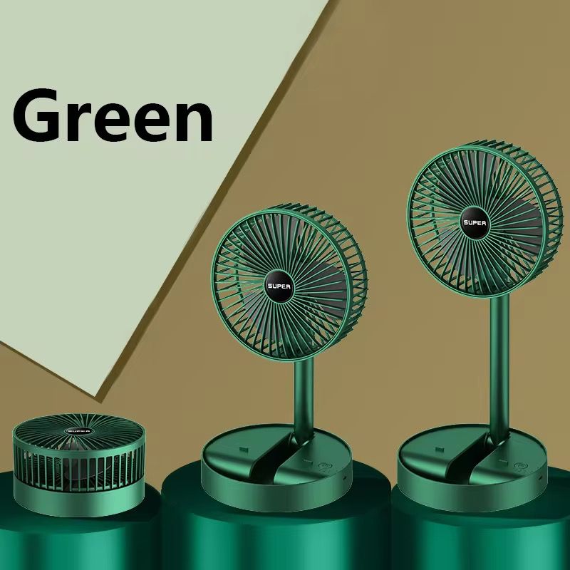 Electric Wind Summer Small Gift Folding Small Fan Desktop Office Telescopic Electric Fan USB Portable Fan Green