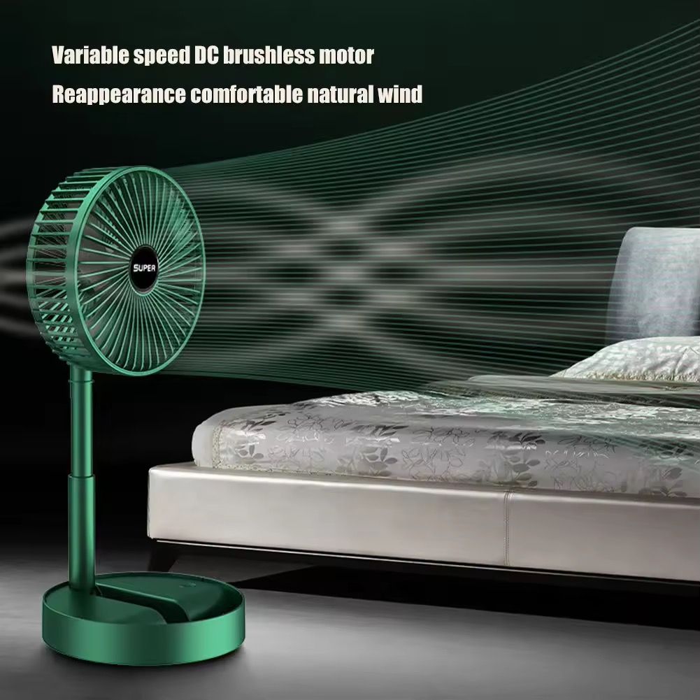 Electric Wind Summer Small Gift Folding Small Fan Desktop Office Telescopic Electric Fan USB Portable Fan Green