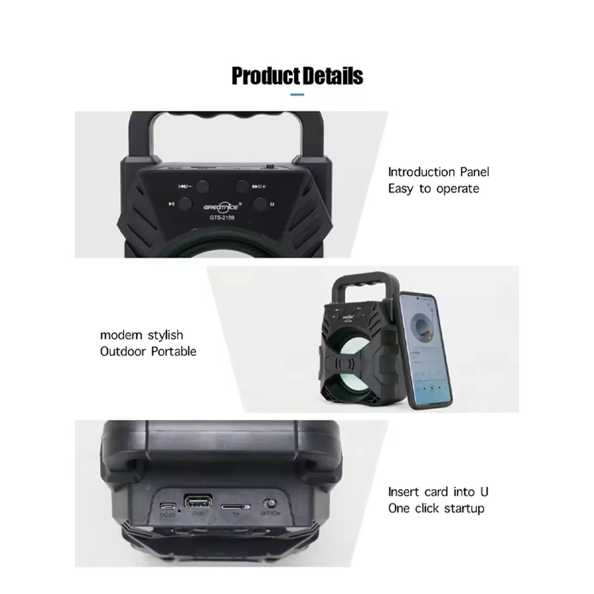 Bluetooth Speaker, Wireless Card Insertion, Small Speaker, Heavy Bass, Outdoor Home Portable, Black
