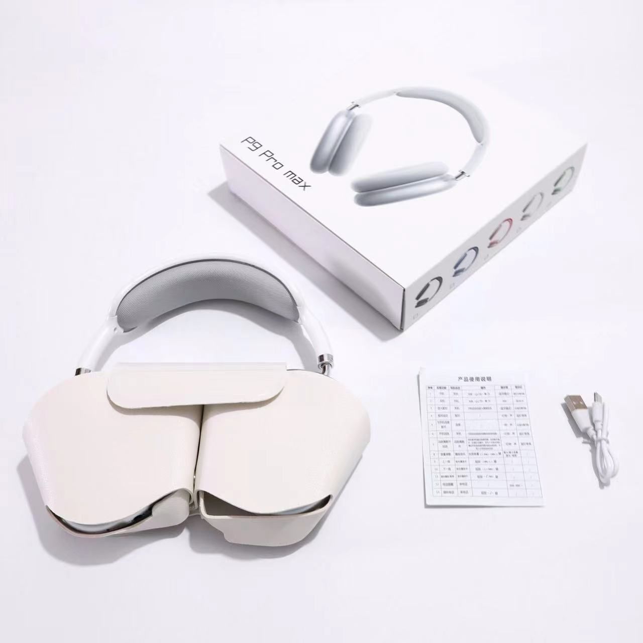 P9 Pro Max Head Mounted Bluetooth Earphones Stereo Type-C Interface With Protective Package Wireless Earphones Black