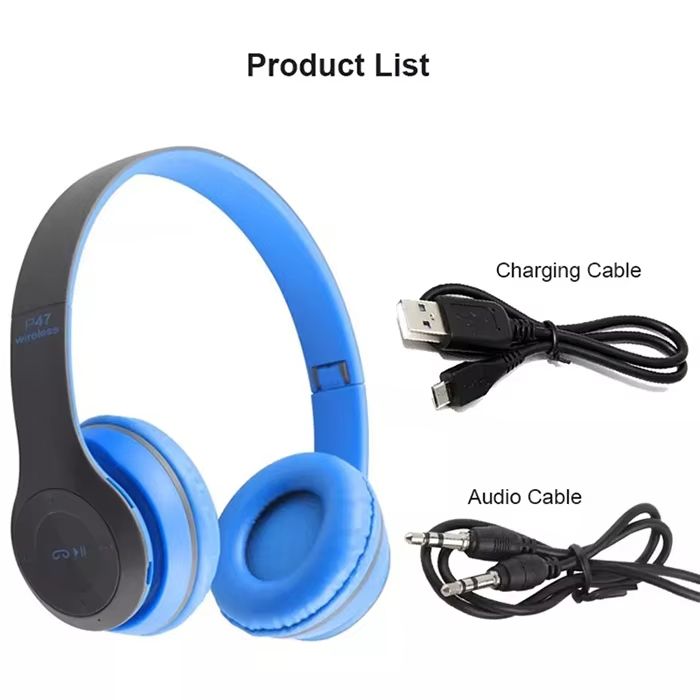 P47 Foldable Headphones, P9 Promax Bluetooth Headphones, Black