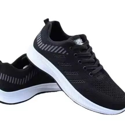 Summer Hot Breathable Casual Sports Shoes, Soft Soled Men'S Shoes, Lightweight, Non Slip, Comfortable Sports Men'S Shoes, Black