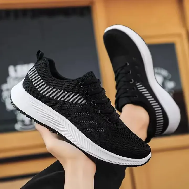 Summer Hot Breathable Casual Sports Shoes, Soft Soled Men'S Shoes, Lightweight, Non Slip, Comfortable Sports Men'S Shoes, Black