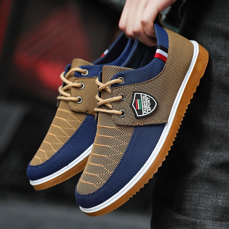Large Size Old Beijing Cloth Shoes, Versatile Work Shoes For Men'S Fathers, Casual Board Shoes, Korean Version Men'S Shoes, Lace Up Casual Canvas Shoes