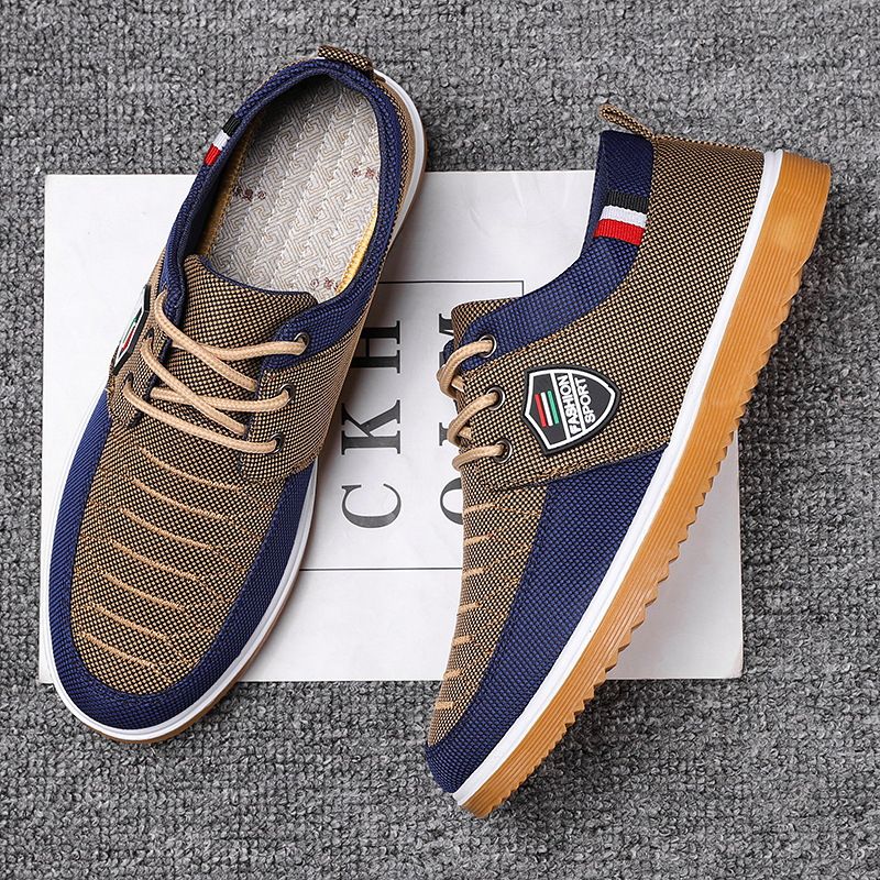 Large Size Old Beijing Cloth Shoes, Versatile Work Shoes For Men'S Fathers, Casual Board Shoes, Korean Version Men'S Shoes, Lace Up Casual Canvas Shoes