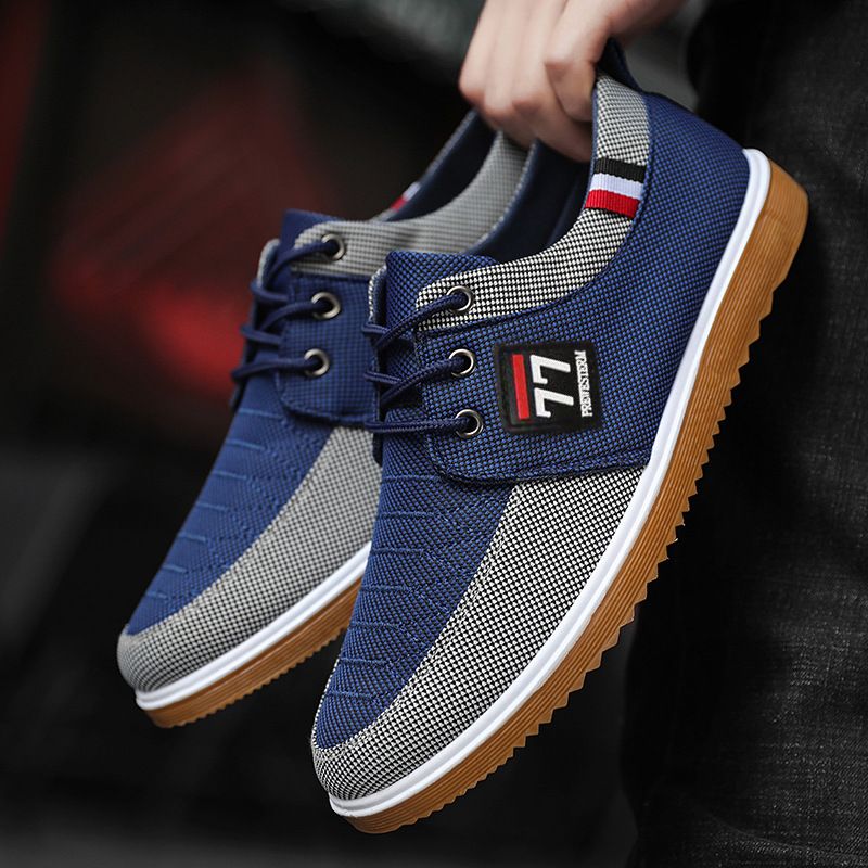 Large Size Old Beijing Cloth Shoes, Versatile Work Shoes For Men'S Fathers, Casual Board Shoes, Korean Version Men'S Shoes, Lace Up Casual Canvas Shoes