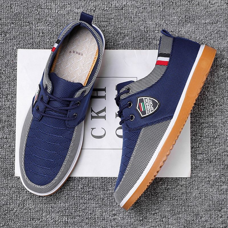 Large Size Old Beijing Cloth Shoes, Versatile Work Shoes For Men'S Fathers, Casual Board Shoes, Korean Version Men'S Shoes, Lace Up Casual Canvas Shoes