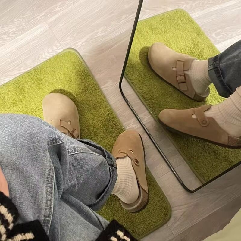 Boken Shoes For Women Wearing Thick Soled Boken Toe Caps, Half Slippers For Lazy People, One Foot On Slippers For Women