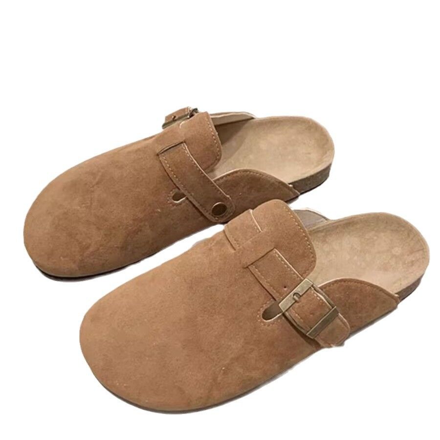 Boken Shoes For Women Wearing Thick Soled Boken Toe Caps, Half Slippers For Lazy People, One Foot On Slippers For Women