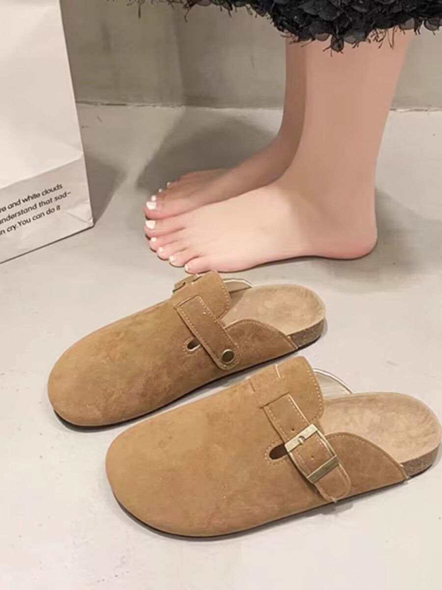 Boken Shoes For Women Wearing Thick Soled Boken Toe Caps, Half Slippers For Lazy People, One Foot On Slippers For Women