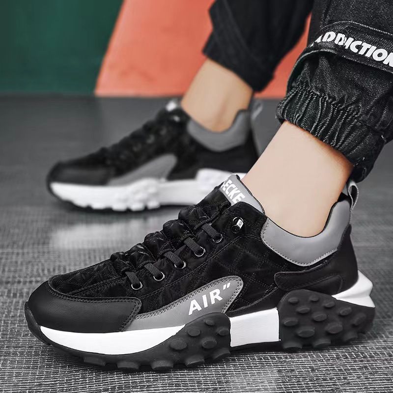Men'S Retro Style Running Shoes, Breathable, Anti Slip, Wear-Resistant, Thick Sneakers, Thick Soled Rubber Insoles, Spring Version