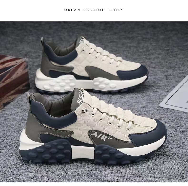 Men'S Retro Style Running Shoes, Breathable, Anti Slip, Wear-Resistant, Thick Sneakers, Thick Soled Rubber Insoles, Spring Version