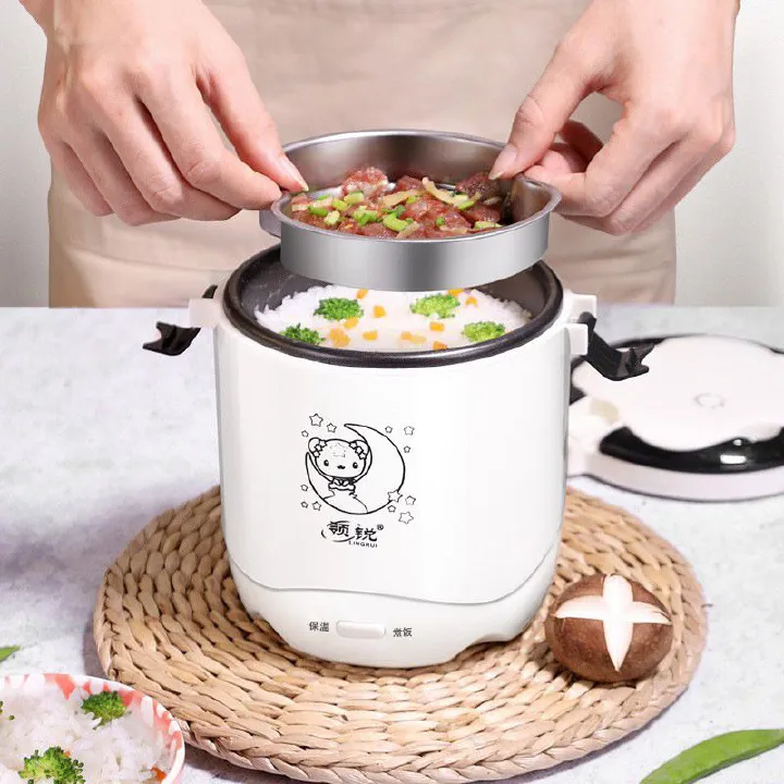 Mini Rice Cooker Dormitory Single Person Cooking 200W -  1.2L White