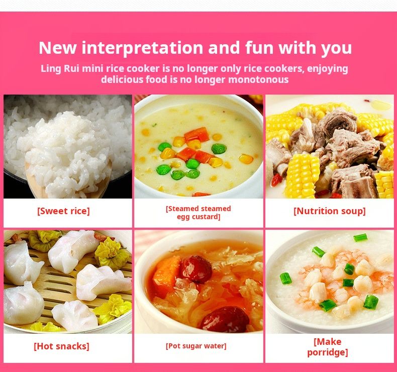 Mini Rice Cooker Dormitory Single Person Cooking 200W -  1.2L White