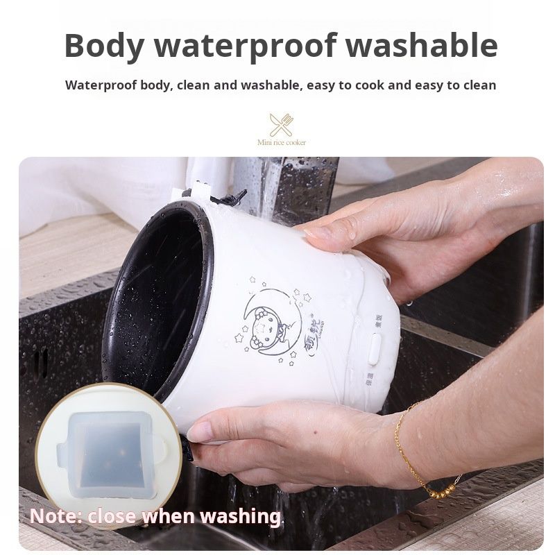 Mini Rice Cooker Dormitory Single Person Cooking 200W -  1.2L White