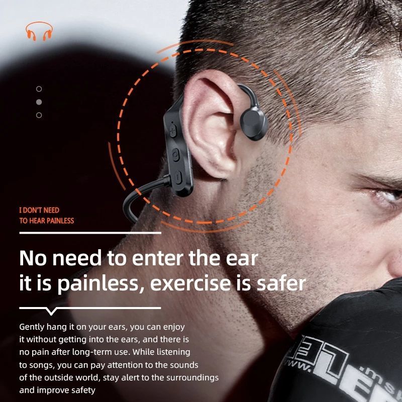 Open Ear Bone Conduction Bluetooth Headphones, Lightweight Wireless Sports Earphones with Mic, IPX5 Waterproof, Long Battery Life, Hifi Sound for Running Cycling, Painless Wear for All Phones Black