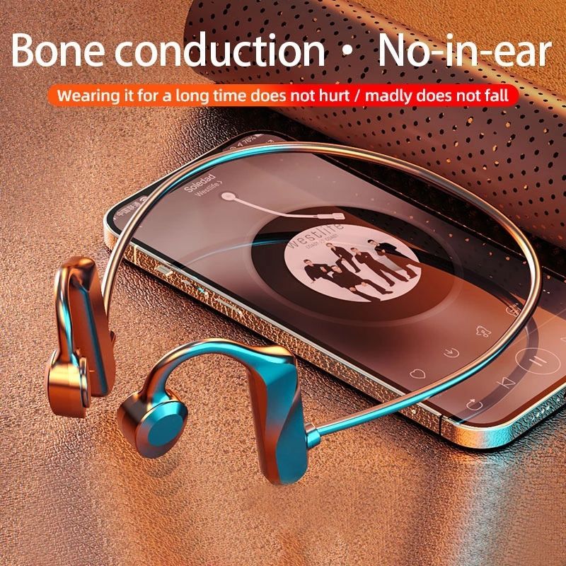 Open Ear Bone Conduction Bluetooth Headphones, Lightweight Wireless Sports Earphones with Mic, IPX5 Waterproof, Long Battery Life, Hifi Sound for Running Cycling, Painless Wear for All Phones Black