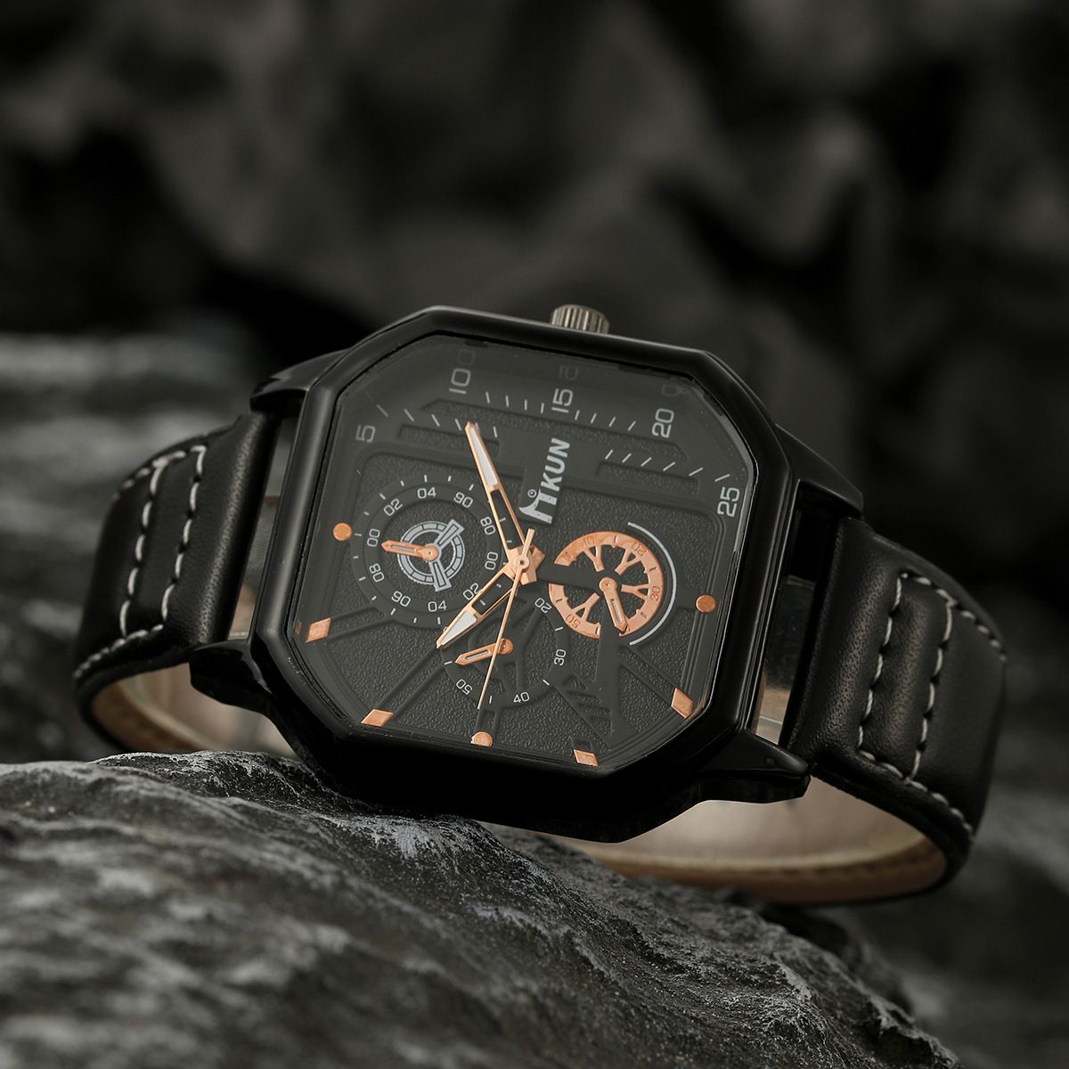 Quartz Watches Large Dial Fashion New Double Layer Square Shell Belt Casual Men's Sports Personality Bracelet Set Quartz Watch