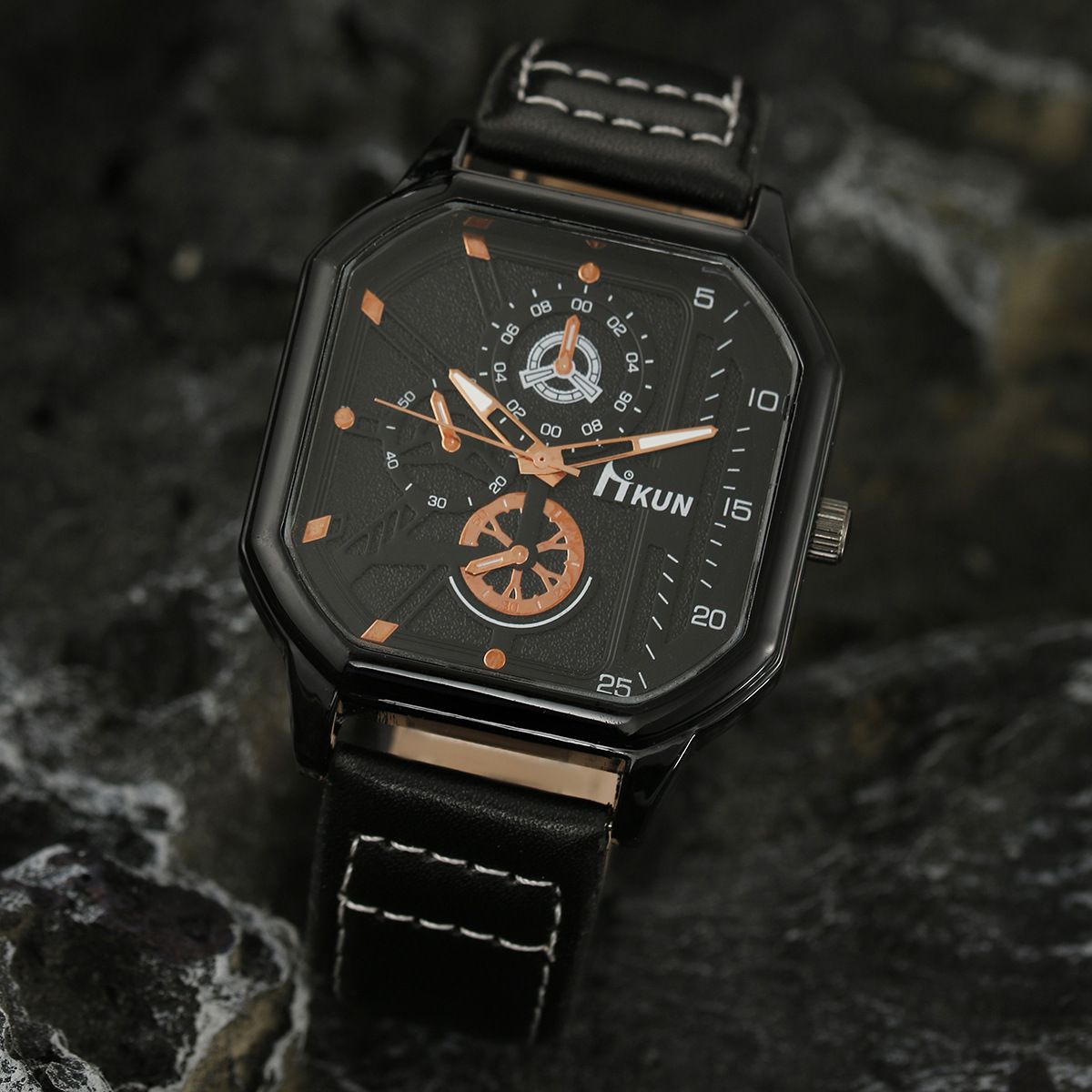 Quartz Watches Large Dial Fashion New Double Layer Square Shell Belt Casual Men's Sports Personality Bracelet Set Quartz Watch