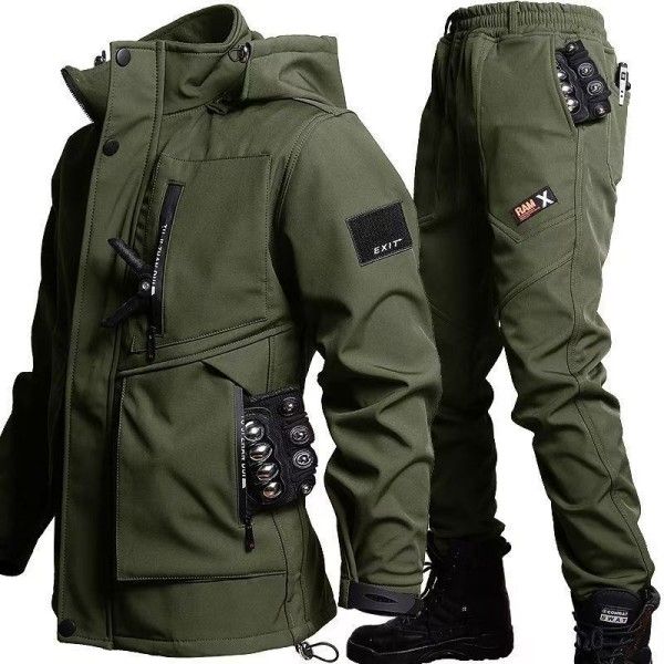 Hardshell Overalls Jacket Jacket Workwear Tactical Fleece Up And Down Protective Clothing  Two-Piece Outfits