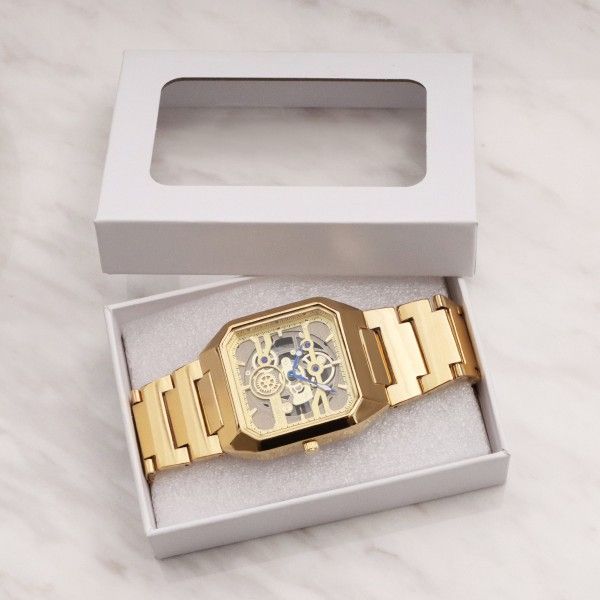 Square Men's Youth Sports Business Quartz Hollow Personality Gear Second Hand Waterproof Watch Quartz Watches