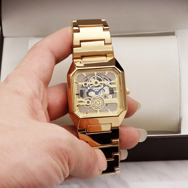 Square Men's Youth Sports Business Quartz Hollow Personality Gear Second Hand Waterproof Watch Quartz Watches