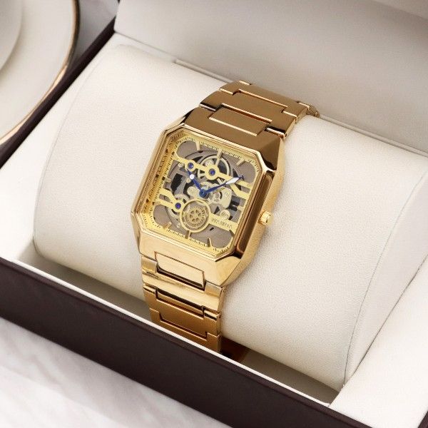 Square Men's Youth Sports Business Quartz Hollow Personality Gear Second Hand Waterproof Watch Quartz Watches