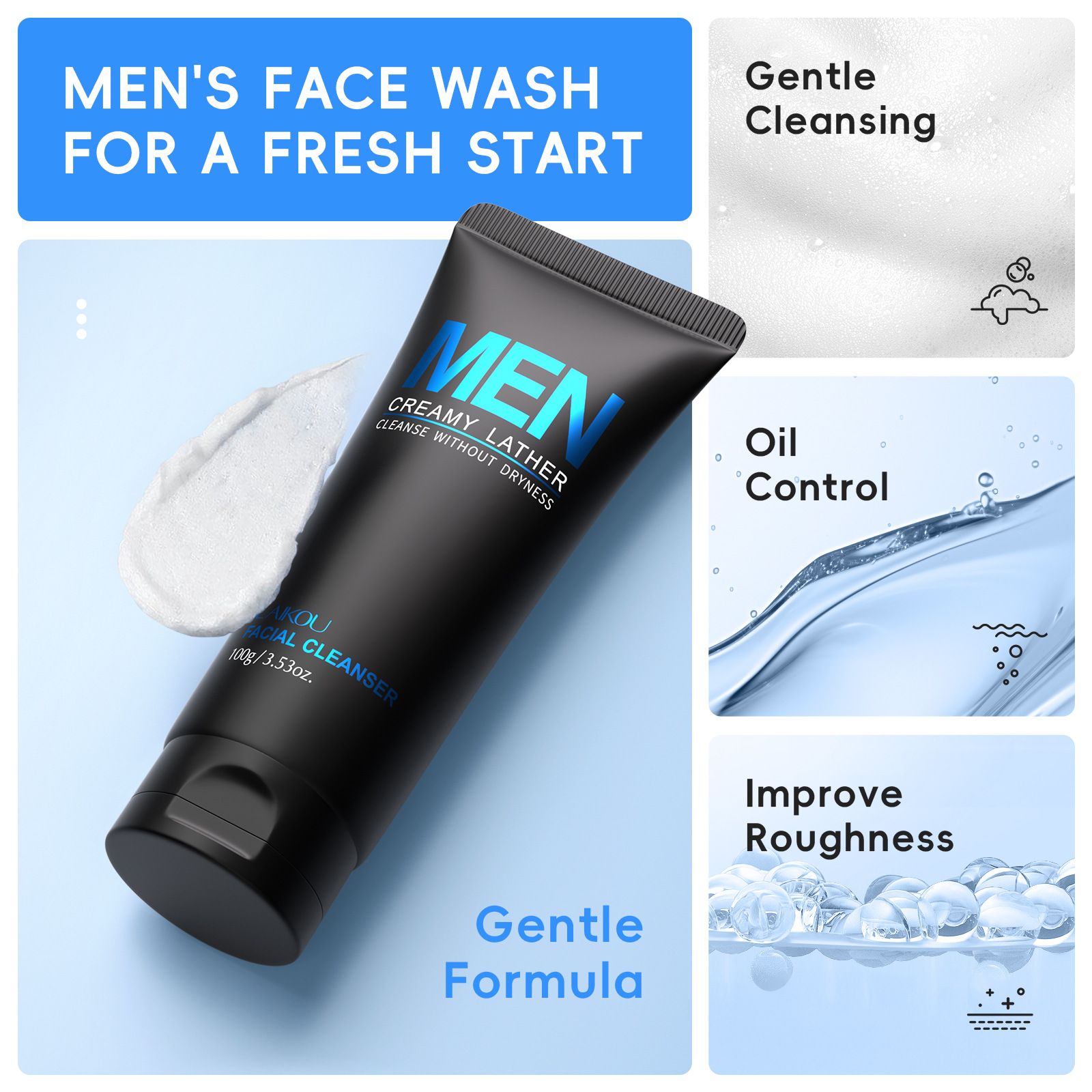Men's Facial Cleanser 100g Cleanses Pores and Moisturizes Men's Skincare Products Cleansers