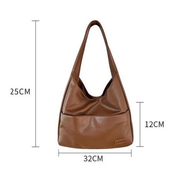 Large-Capacity Soft Leather Bucket Commuter Tote Women's Single-Shoulder Bag