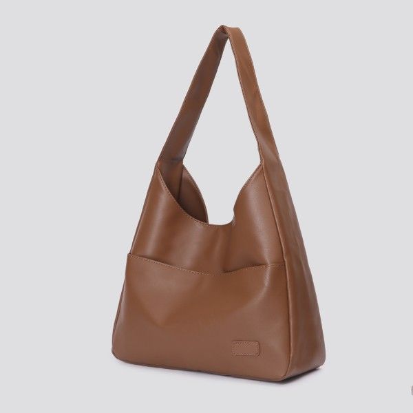 Large-Capacity Soft Leather Bucket Commuter Tote Women's Single-Shoulder Bag