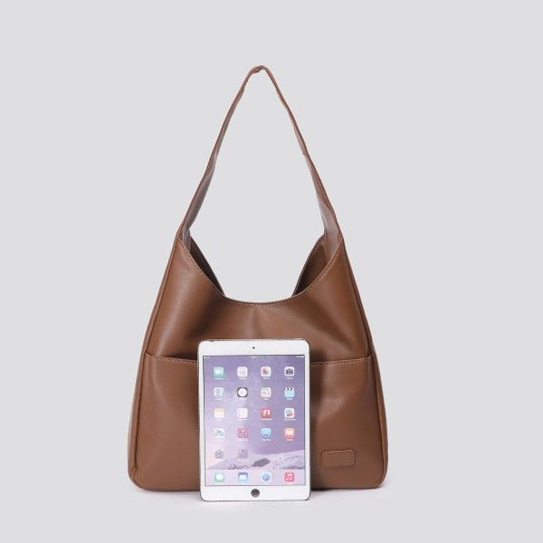Large-Capacity Soft Leather Bucket Commuter Tote Women's Single-Shoulder Bag