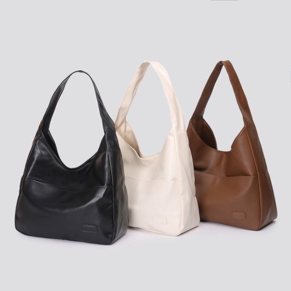 Large-Capacity Soft Leather Bucket Commuter Tote Women's Single-Shoulder Bag