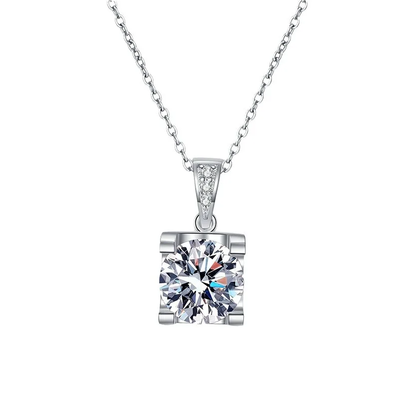 0.5-2CT D Color Moissanite Woman Pendant Sier Necklace For Women Chains Party Bridal Fine Jewelry 925sterling Silver Necklace