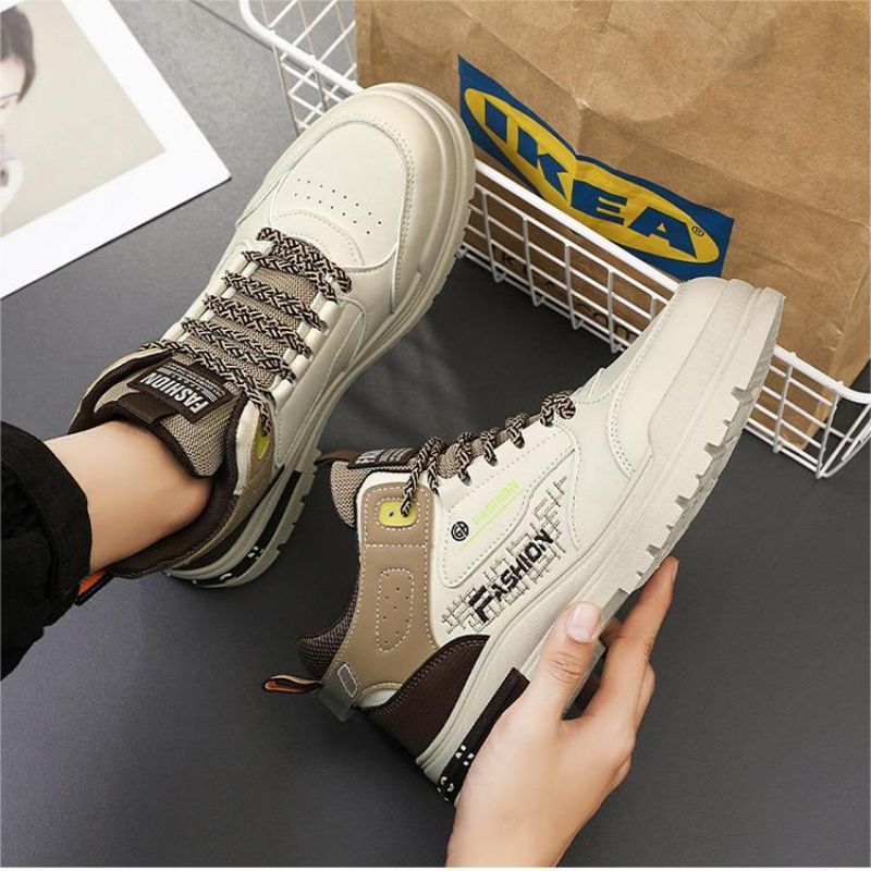Men's comfortable breathable high top small white shoes thick soled sports casual board shoes Skateboarding